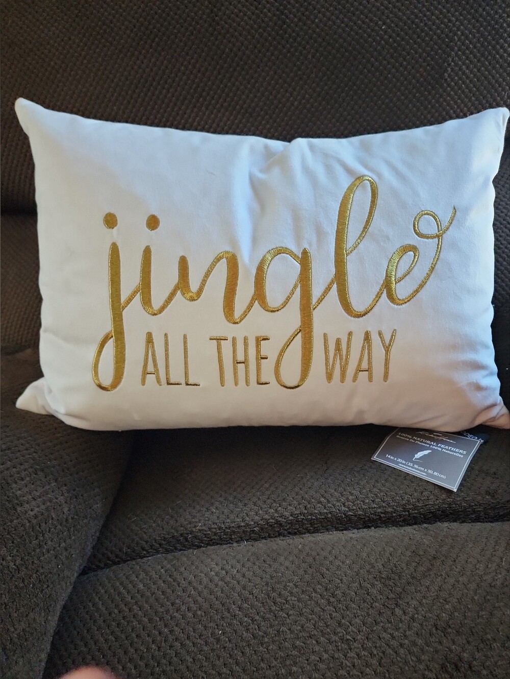 Rodeo Home Lumbar Down Pillow Velvet White Jingle All The Way Christmas NWT
